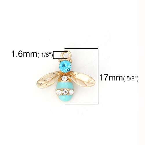 Doreenbeads charms bi dyr zink baseret legering klar rhinestone emalje vedhæng smykker til gør-det-selv smykker fremstilling 17mm x 15mm,10 stk.: 1
