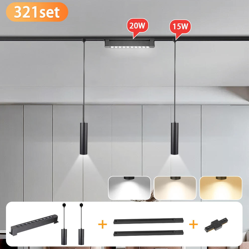 Lampa wisząca doprowadziło na szynę, zestaw kompletny, 110V 220V, reflektor szynowy, oświetlenie robić kuchni, salonu, sypialni: zielony / czarny