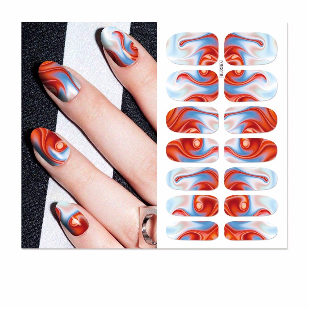 Yzwle 1 Vel Optioneel Kleurrijke Nail Art Water Transfer Stickers Nail Tips Decals Beauty Volledige Cover Wraps Voor Nagels