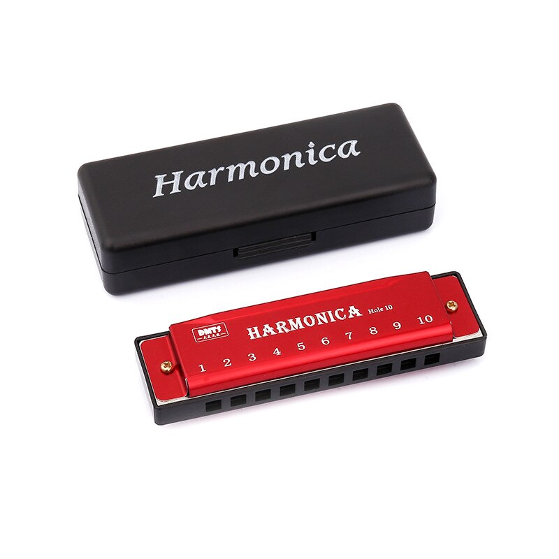 Harmonica 10 Holes Diatonic Key C Blues Jazz Band Mouth Organ Instrumentos Musicais Harp Chromatic Harmonica: Red