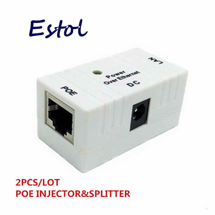 Bianco 2 PZ/LOTTO RJ45 Connettore POE Injector Power over Ethernet Adattatore interruttore Per La Macchina Fotografica del IP, IP adattatore Del Telefono di Trasporto libero