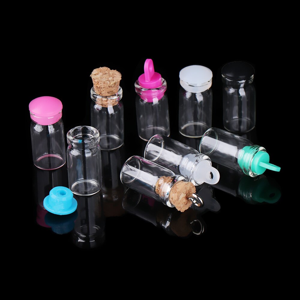 Frascos de cristal con adornos para botella de derrape, botellas de deseos de arcoíris, tapón de corcho, decoración, contenedores DIY, 5 uds.