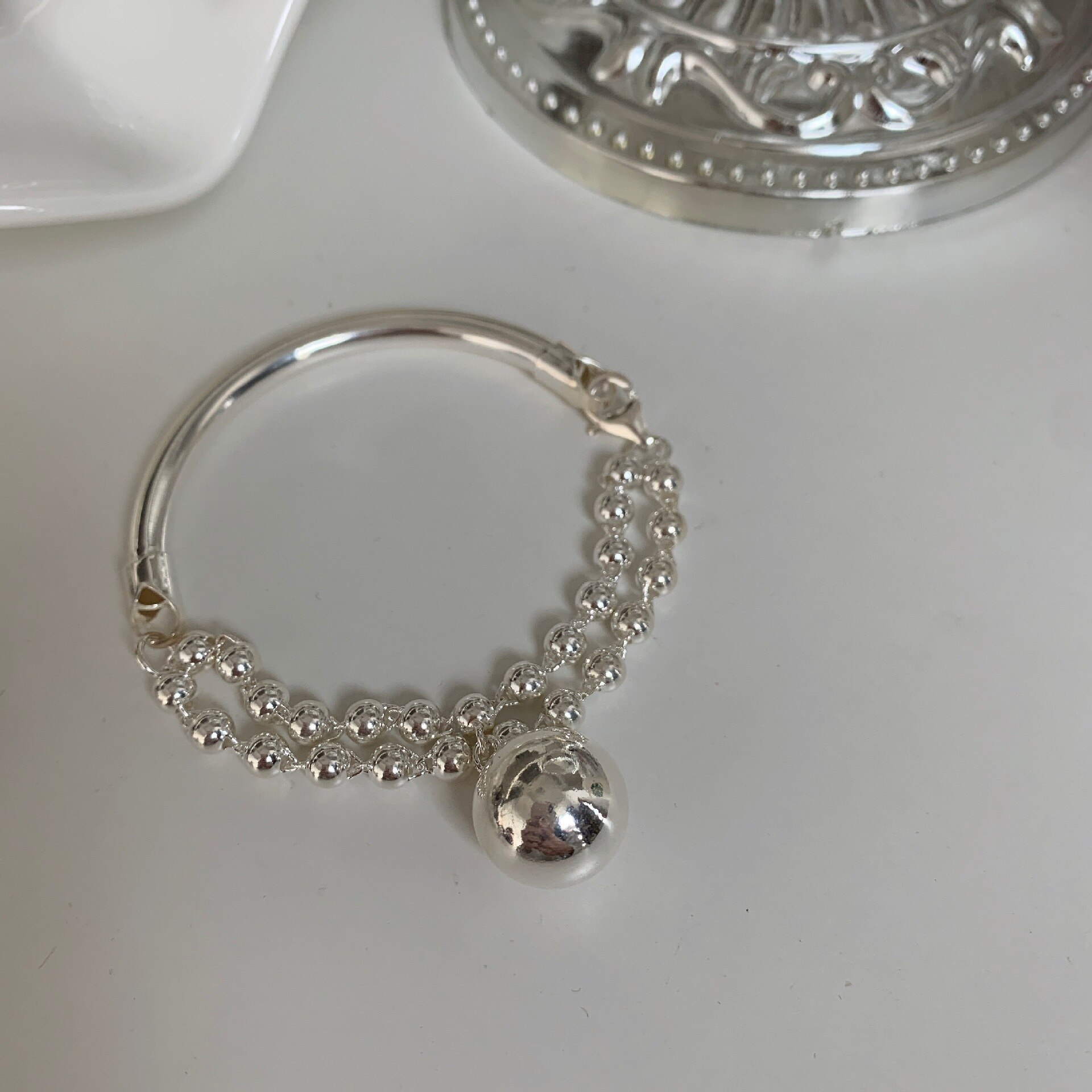 S925 braccialetto in argento Sterling per donna braccialetto palla coreana semplice studente braccialetto gioielli all&#39;ingrosso: Default Title