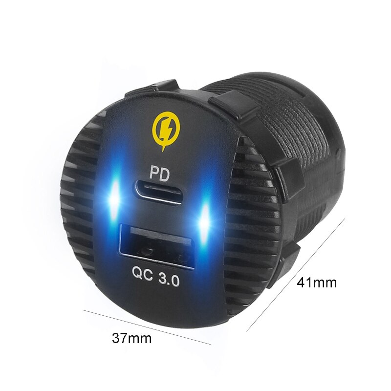 PD Type C USB C Car Charger Socket 18W and QC 3.0 USB Quick Charge for SUV N0HC