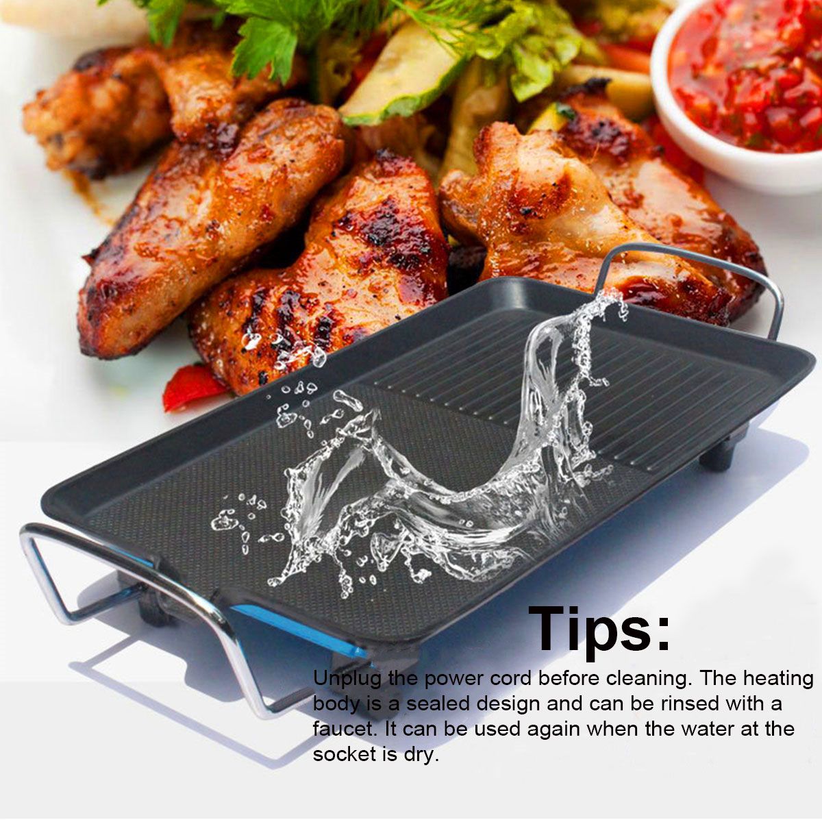 1500W Household Electric BBQ Grill Smokeless Non-Stick Barbecue Machine Grilled Meat Pan Electric Baking Hotplate Teppanyaki