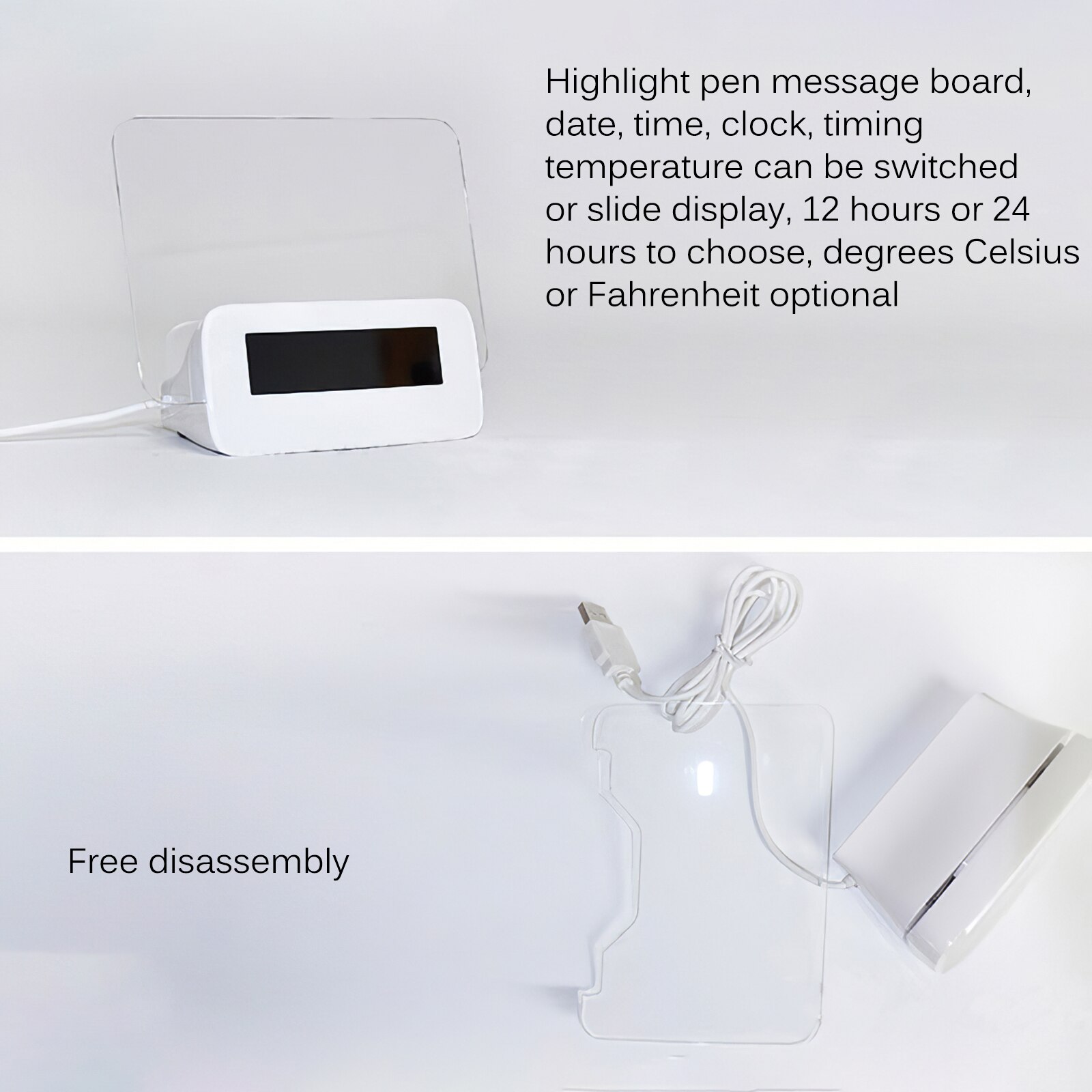 Message Board Digital Alarm Clock Calendar Night Light LED Alarm Clock For Home Office Alarm Clock Multi LED Fluorescent