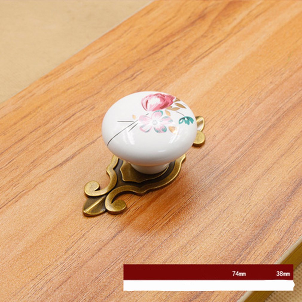 1005 Vintage Alloy Gasket Ceramic Cupboard Handles Single Hole Cabinet Handles With Screws Handles