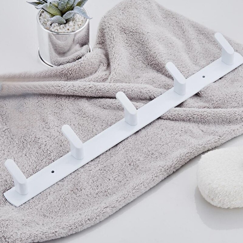 Badkamer kapstok hanger handdoekhaak wandhanger deur achter kapstok 5 haken -wit