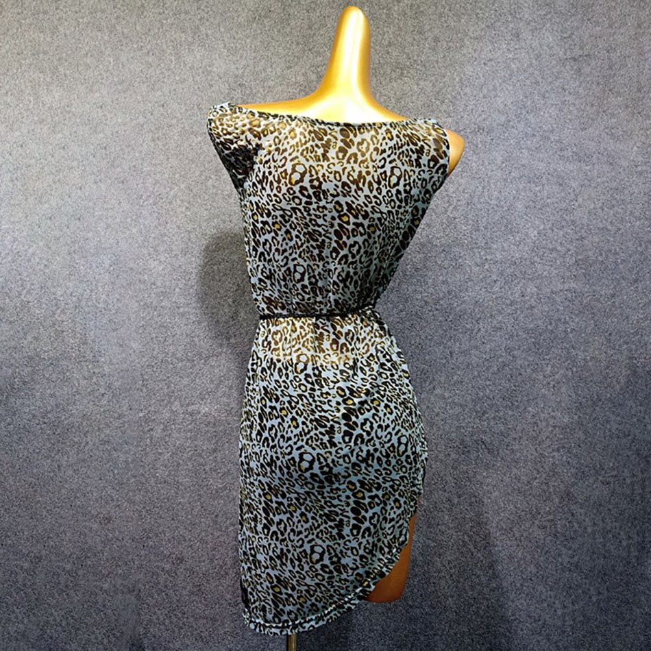 Sleeveless Light Leopard Latin Dance Dress Dancing Performance Women Dress Ballroom Samba Tango W326