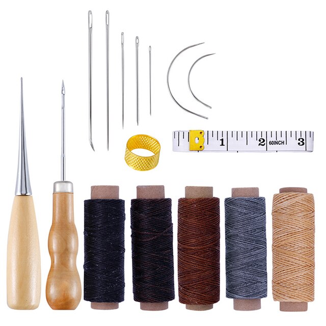 Leather Craft Tools Leather Sewing Kit Leathercraft Hand Tool Kits Stitching Punch Carving Tools Leather Sewing Tools For DIY: Style D