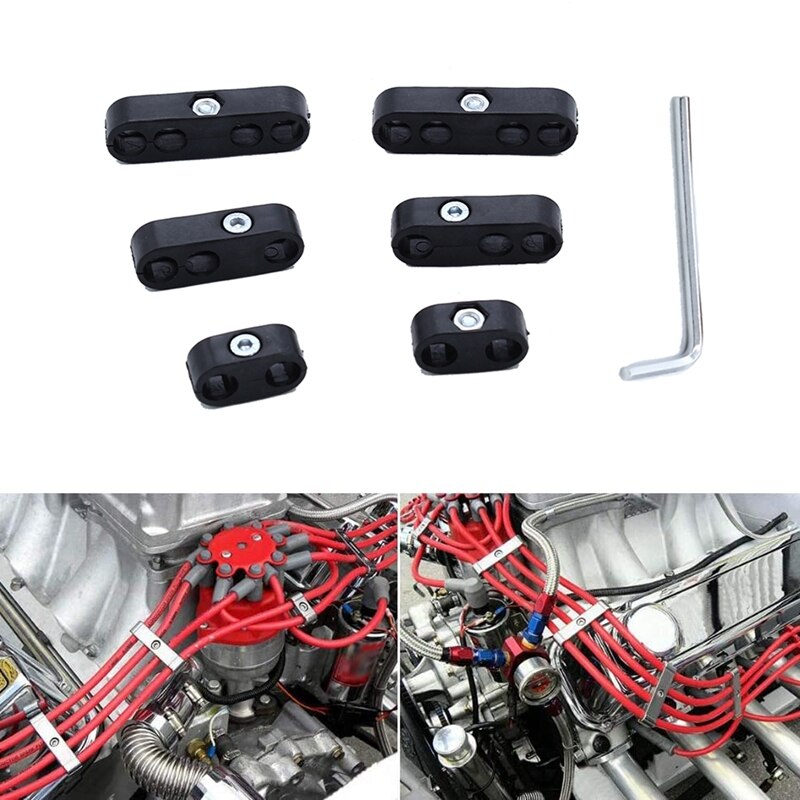 7mm 8mm Black Spark Plug Wire Separators Looms Dividers for ford Chevy 9723