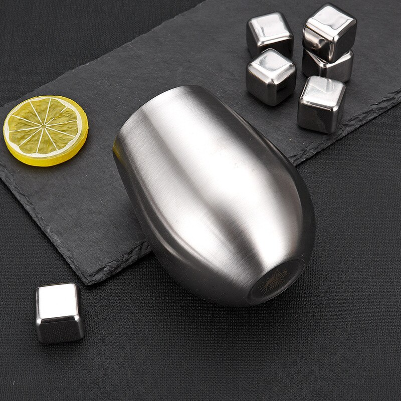 1PC Per Pack 18OZ/550ml Stemless Wine Glass Rock Tumbler Single Wall Cup Eco-Friendly 18/8 Stainless Steel Drinking Tumbler Bar