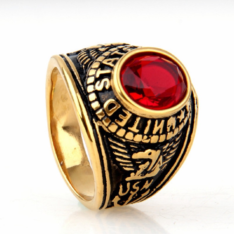 Europa og usa rustfrit stål ring herre smykker titanium stål us flåde soldat ring