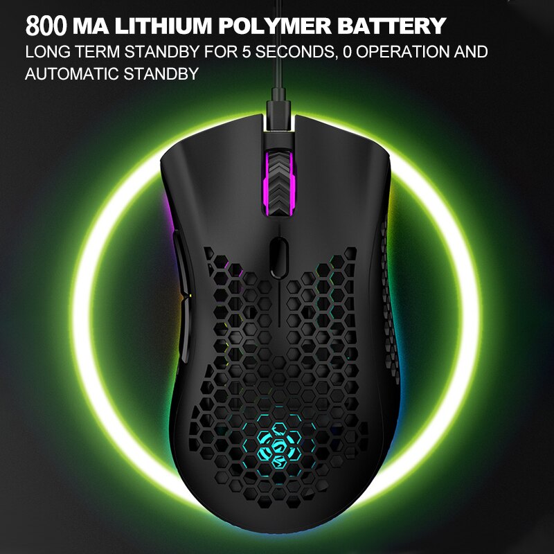 2.4G Wireless Mouse RGB Light Honeycomb Gaming Mouse Rechargeable USB Desktop PC Computers Aouse Laptop Mice Gamer 2022 Cute