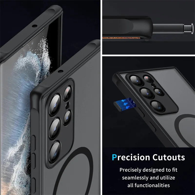 UYUXIO Magnetic Mobile Phone Case with Kickstand for Samsung Galaxy S25 Ultra Plus S24 S23 FE S22 Stand Cases Cover with Holder