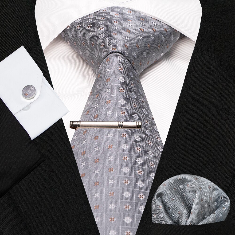 KAMBERFT-Corbata de seda a rayas azul marino para hombre, de , , conjunto de mancuernas, pañuelo, de negocios: 032