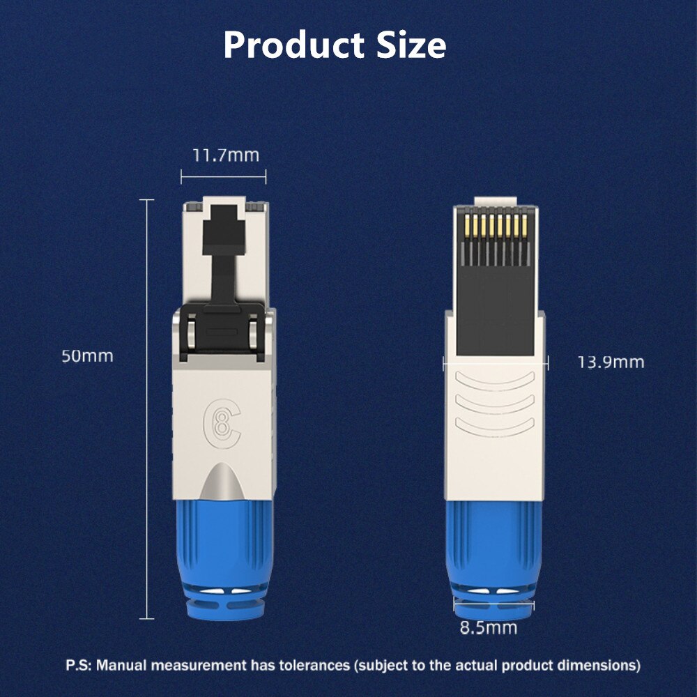 Conector de red RJ45 Cat 8, 40G, 2000MHz, módulo Jack Keystone sin Toolless, Terminal de enchufe de hasta PoE + cable LAN de 100W