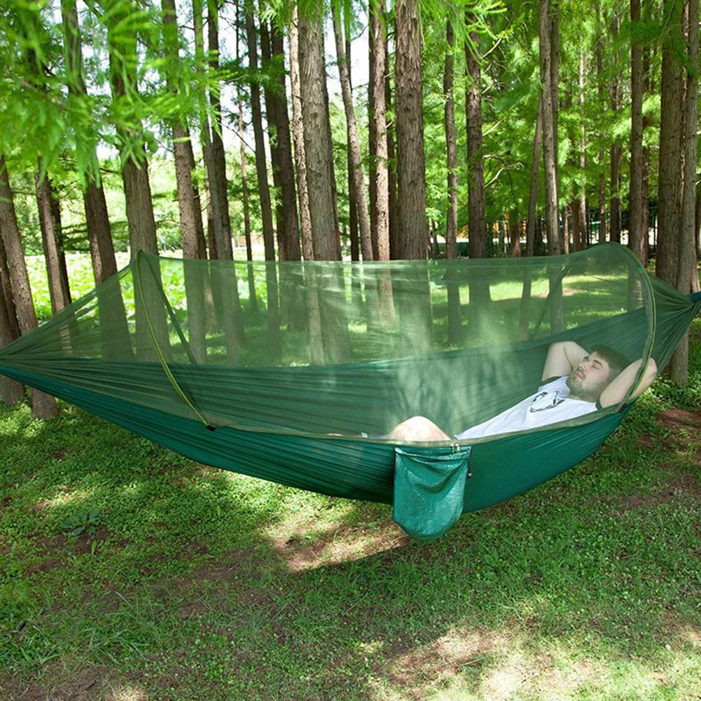 Hamac de Camping avec moustiquaire Pop-Up, lit-balançoire d&#39;extérieur Portable, Parachute,
