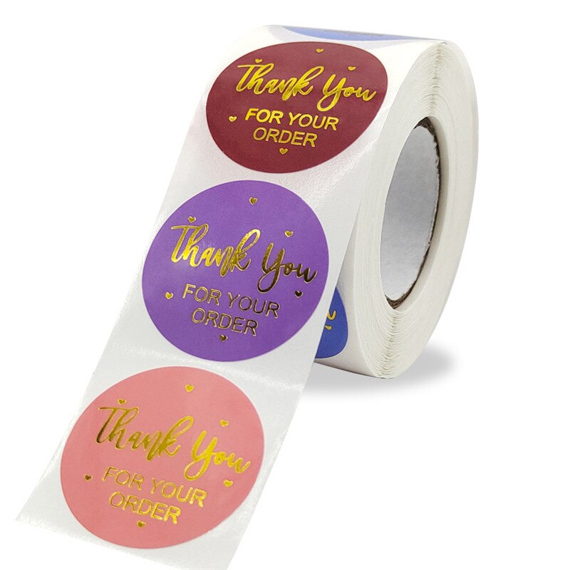 Color Bronzing Thank You Sticker Wedding Decoration Sealing Sticker Baking Birthday Party Label Sticker Envelope Decoration: B 25MM 500PCS