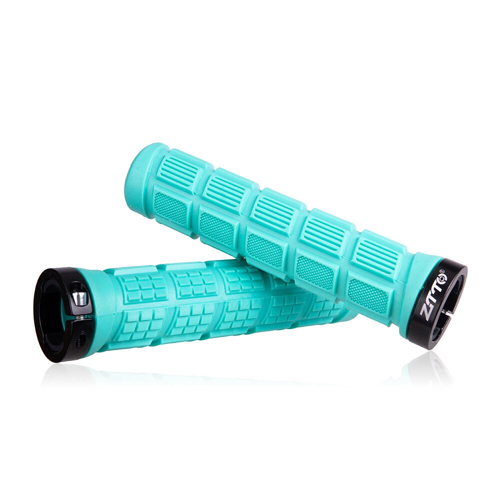 Rączka rowerowa pokrywa kierownica roweru górskiego uchwyty blokada ze stopu aluminium z gumową rączką rękaw sprzęt kolarski uchwyt uchwyty: Niebo niebieski