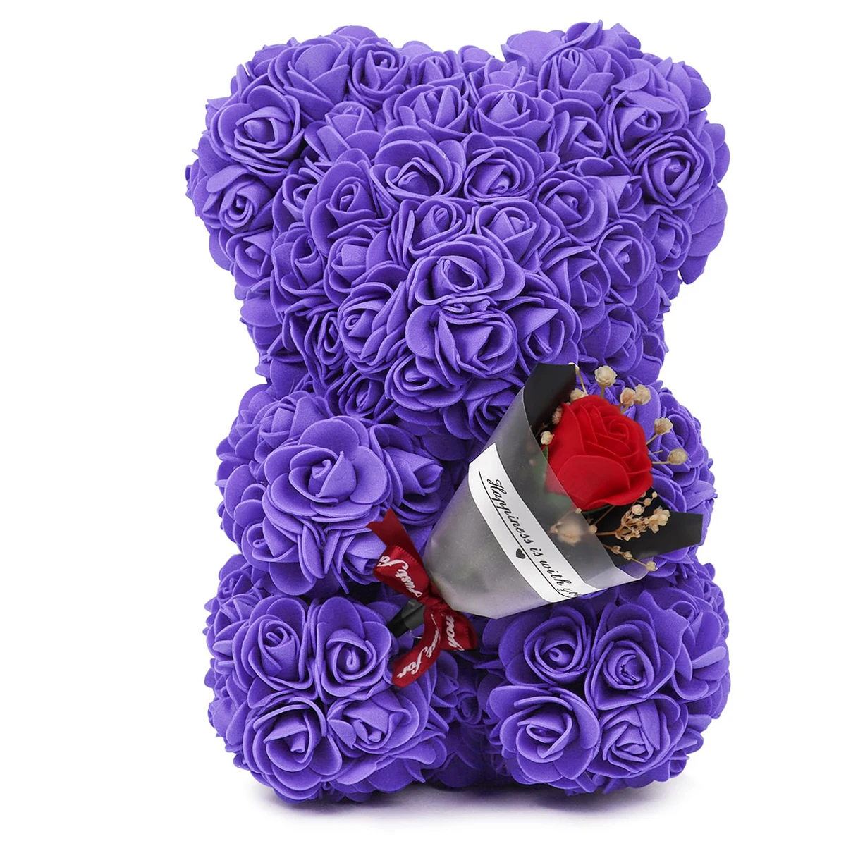 Ours en peluche Rose éternelle, fleur artificielle de 25m, 1 pièce, pour maman, fête des mères, anniversaire, saint-valentin, et décorations: WHITE