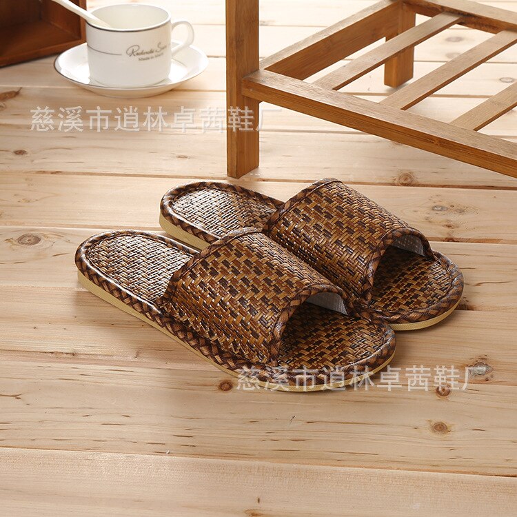 Zapatos de bambú hechos a mano para hombre y mujer, sandalias de paja, chanclas de interior cómodas