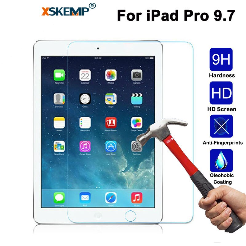 Xskemp 9h ægte hærdet glas til apple ipad mini 2 3 4 skærmbeskytter hårdt cover til ipad pro 10.5 9.7 beskyttelsesfilm: Guld
