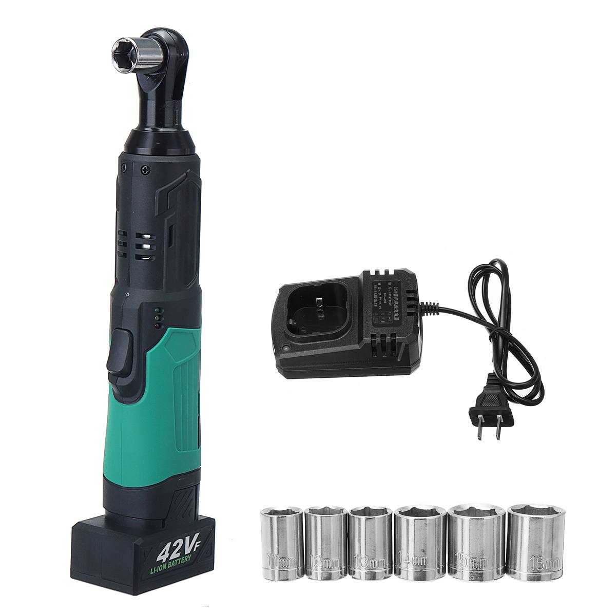 100Nm 42VF Cordless Electric Wrench 3/8 Ratchet Wrench to Removal Screw Nut Car Repair Tool 1x Li-Ion Battery Angle Screwdriver