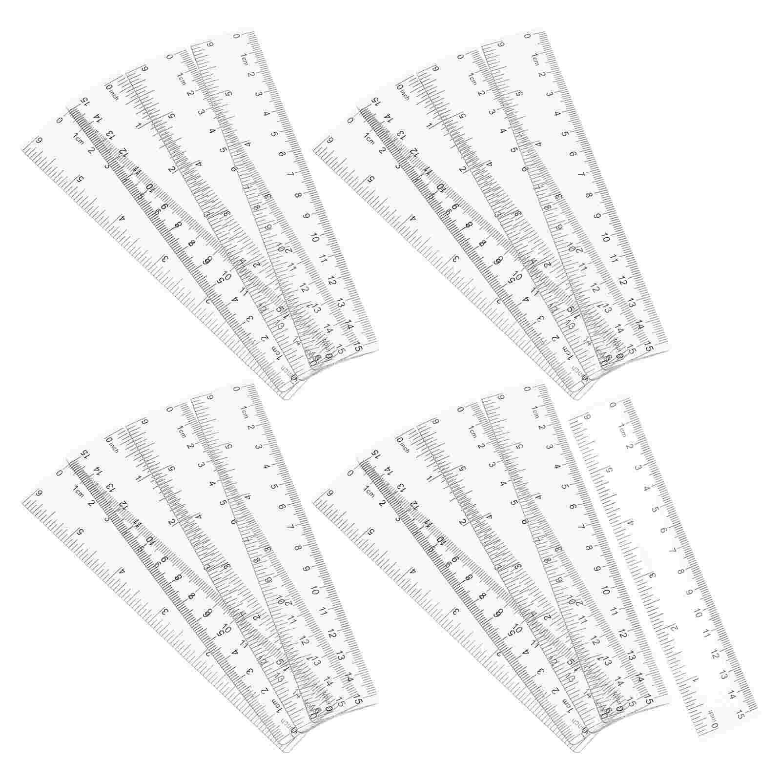 25pcs Plastic Straight Rulers Drawing Rulers Students Measuring Rulers (Transparent): Default Title