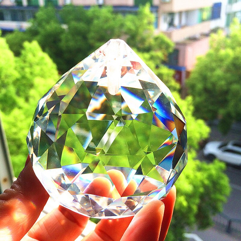 80mm k9 kristallen hangende ballen, geslepen facetten van glas, prisma, kroonluchterhangers, kralen, gordijnhanger, ornament, huisdecoratie, doe-het-zelf