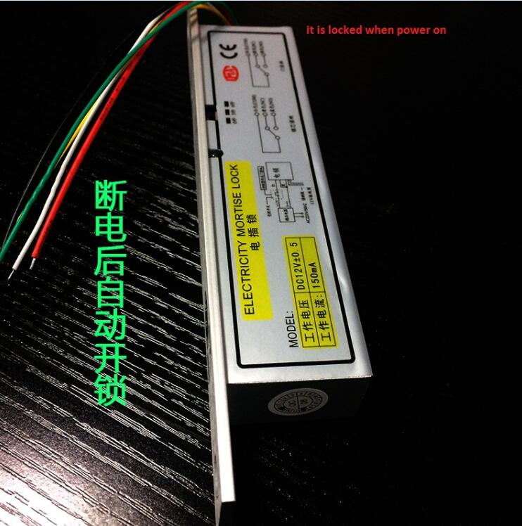 Fail secure DC12V Deadbolt Electric Bolt Plug Narrow Door Access Lock 5 wires timer low temp lock power off: fail safe NC