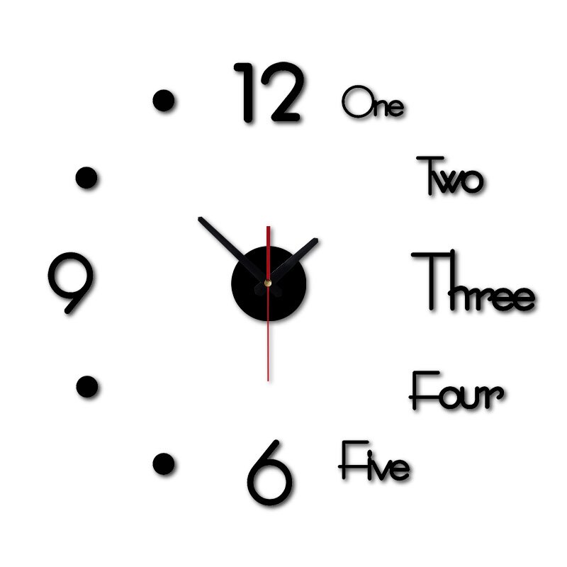 Klok Horloge Wandklokken 3d Diy Acryl Spiegel Stickers Home Decoratie Woonkamer Quartz Naald: Small Black