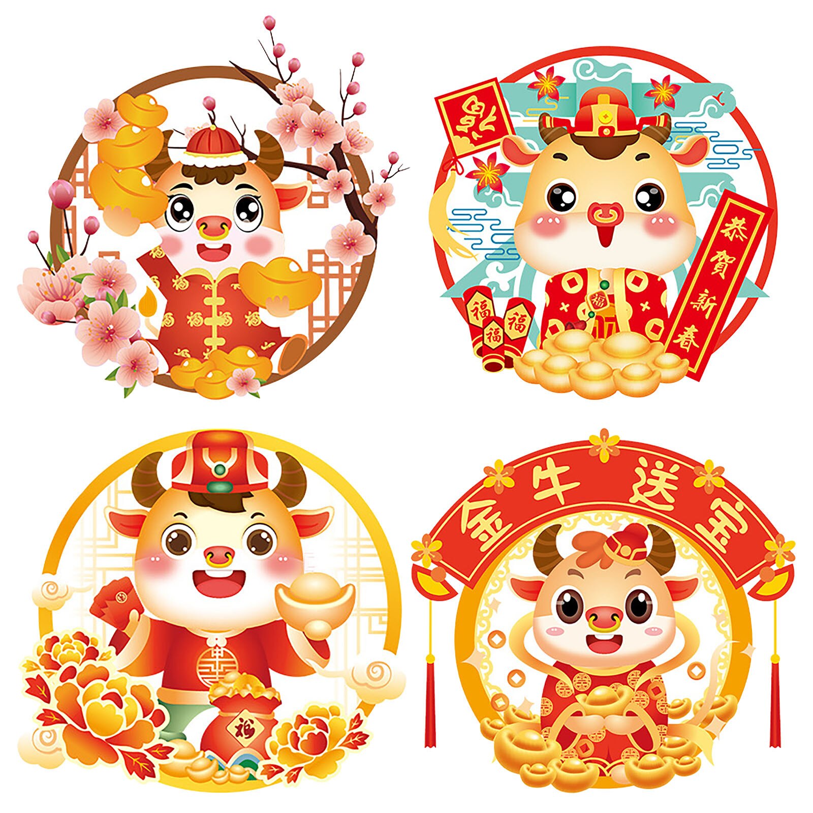 Happy Year Chinese Wall Decals Removable Home Decor Window Glass Stickers Chinese Festival Decorations Pegatinas
