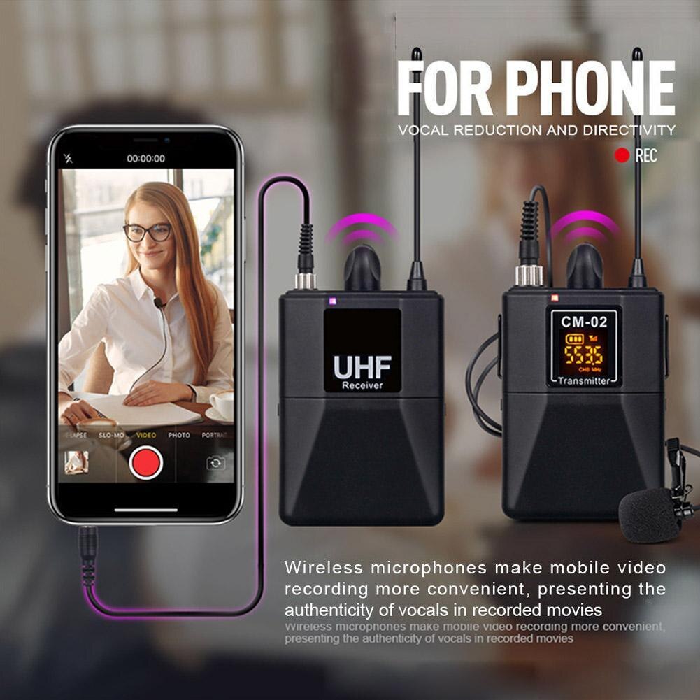 Uhf Dual Channel Draadloze Lavalier Microfoon Revers Microfoon Voor Slr Camera 60M Bereik Voor Dslr Camera Interview Live Opname