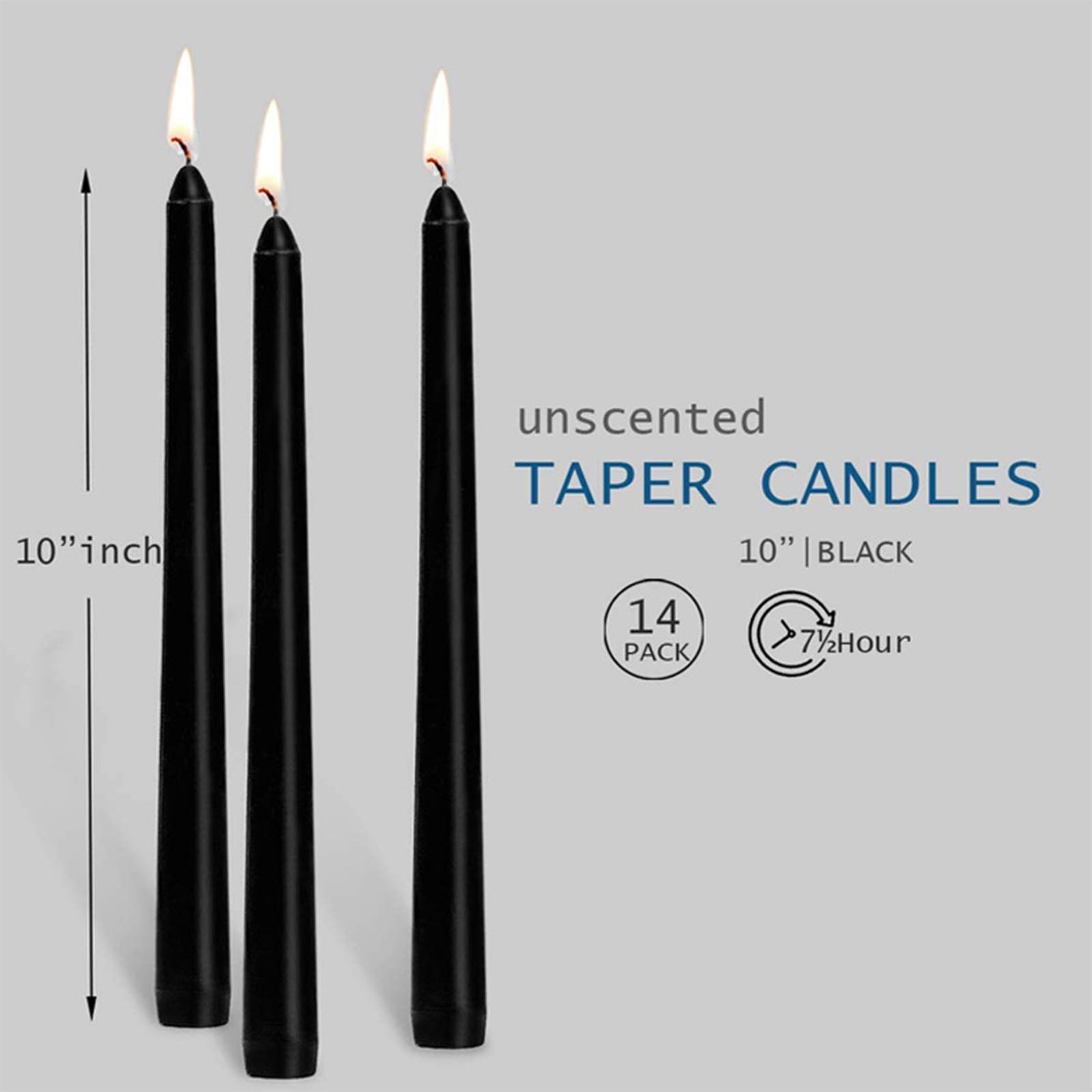 10 inch Taper Candles Set of 14 Dripless Taper Candles and Unscented Candlestick