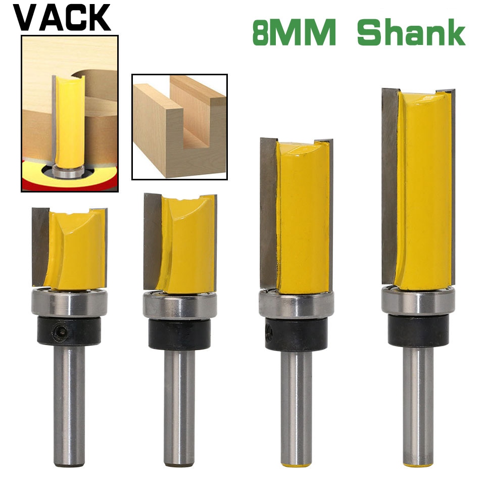 Vack 8mm skaft 3/4 " skabelon trim hængsel borefræser bit lige endefræser trimmer rengøring flush trim tapfræser til træ