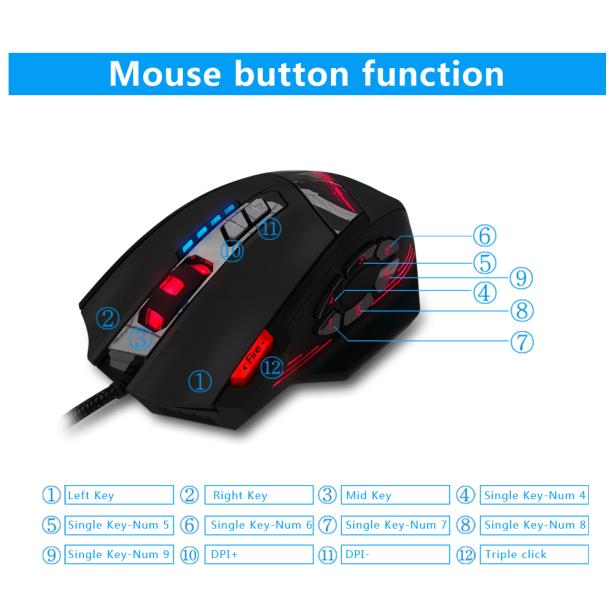 Zelotes C-12 Programmable Buttons Led Optical Usb Gaming Mouse Mice 4000 Dpi Opto-electronic Mouse Mice Usb Rechargeable