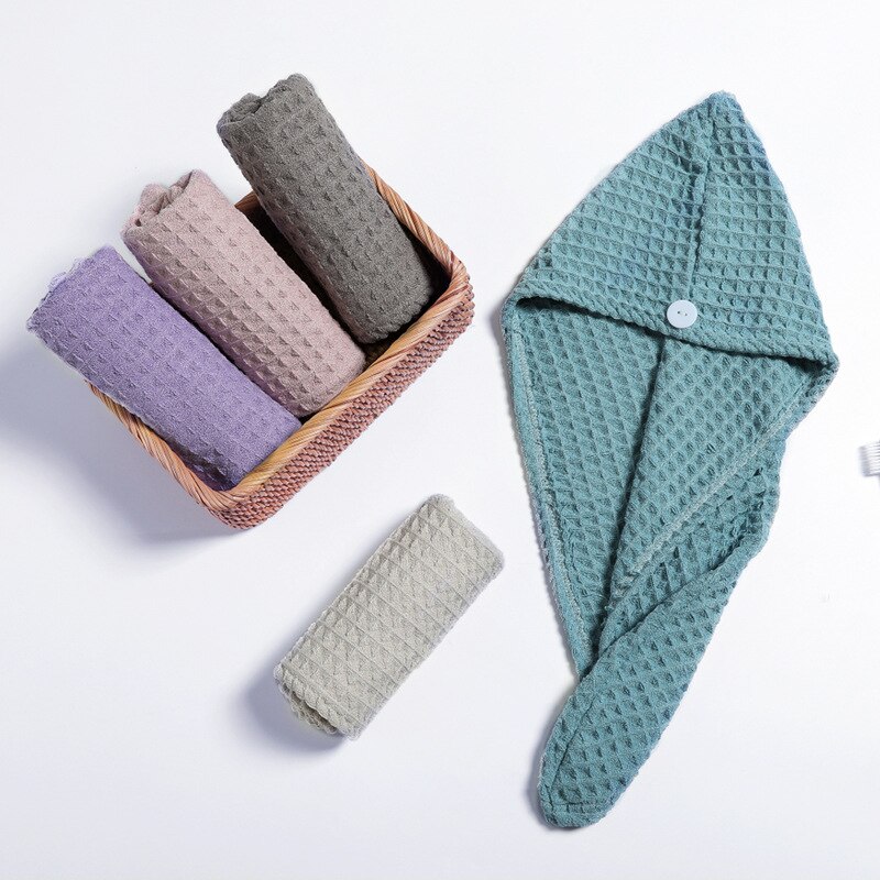Sterk Absorberend Wafel Haar Droog Cap Vlakte Droog Haar Handdoek Magie Haar Droog Cap Tulbanden Voor Vrouwen Handdoeken Handdoeken badkamer