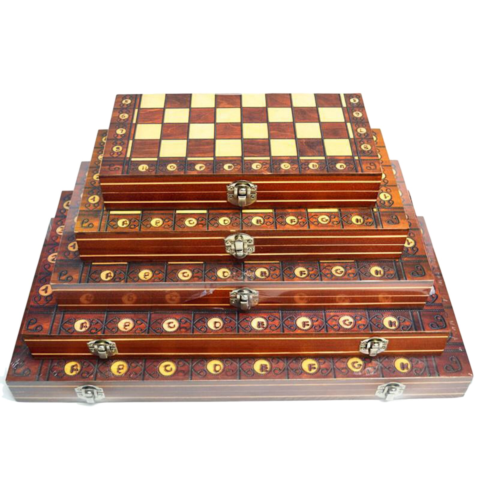 3-in-1 Chess Checkers Backgammon Folding Travel Wooden Game Set Magnetic 15x15"