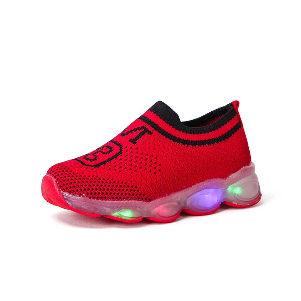 Flashing Led Light Shoes Toddler's Leisure Outdoors Casual Shoes Breathable Children's Mesh Casual Sneaker Slip-on