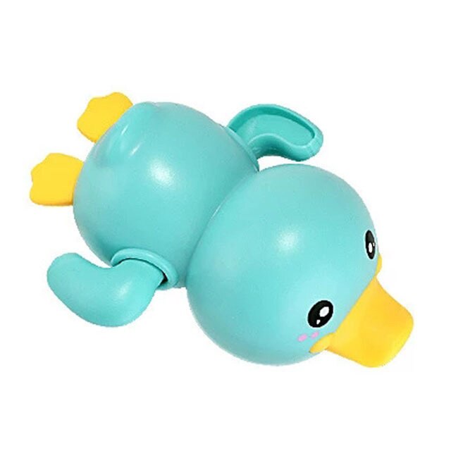 Baby Cute Animals Bath Toy Swimming Pool Water Play Bathing Ducks Crab Frog Classic Chain Clockwork Water Toys For Kids: Blue Duck