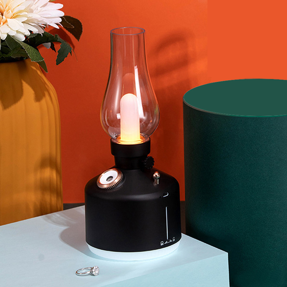 Bærbar aroma diffusor simulering flamme usb ultralyd luftfukter hjemmekontor luftfukter aromaterapi flamme lampe diffusor: Hvit