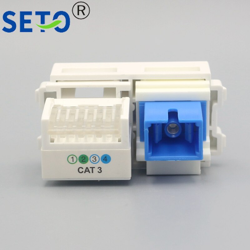 SeToCat3 Telephone Module RJ11 Phone Module + Fiber Optic SC Module Connector Keystone For Wall Plate Socket