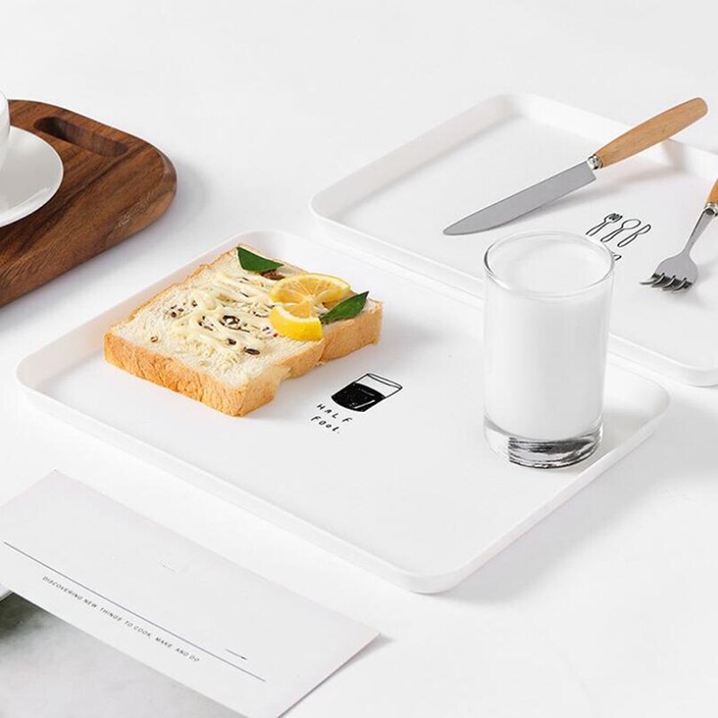 Morgenmadstallerken nordisk stil rektangulær hjem enkel tallerken plast dessert lille bakke multifunktionsbakke