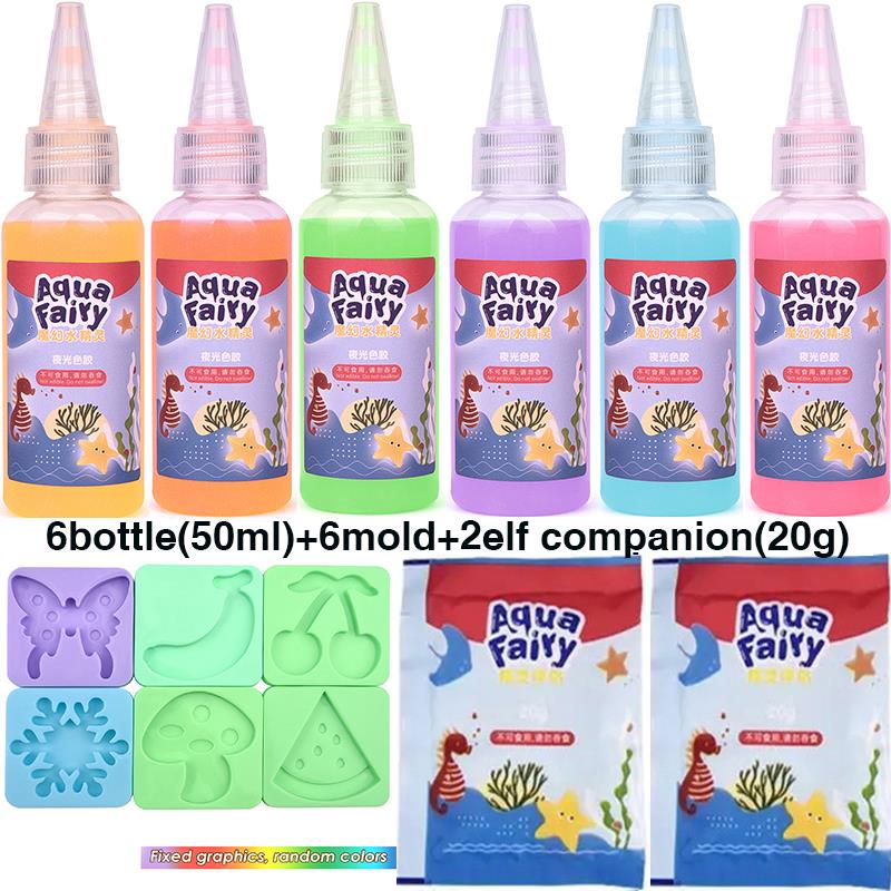 Leuchtende Fee, magische Wasserelfe, leuchtet im Dunkeln, ozeanische Form, Aqua-Fee-Gel-Sets, DIY-Handwerk, Materialien, für Kinder: Dark Grau