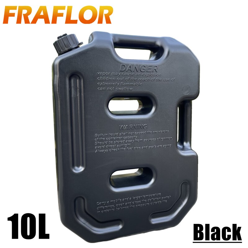Jerrycan-tanque de combustible de plástico negro de 10 litros, depósito de gasolina de repuesto para coche, motocicleta, ATV, SUV, UTV