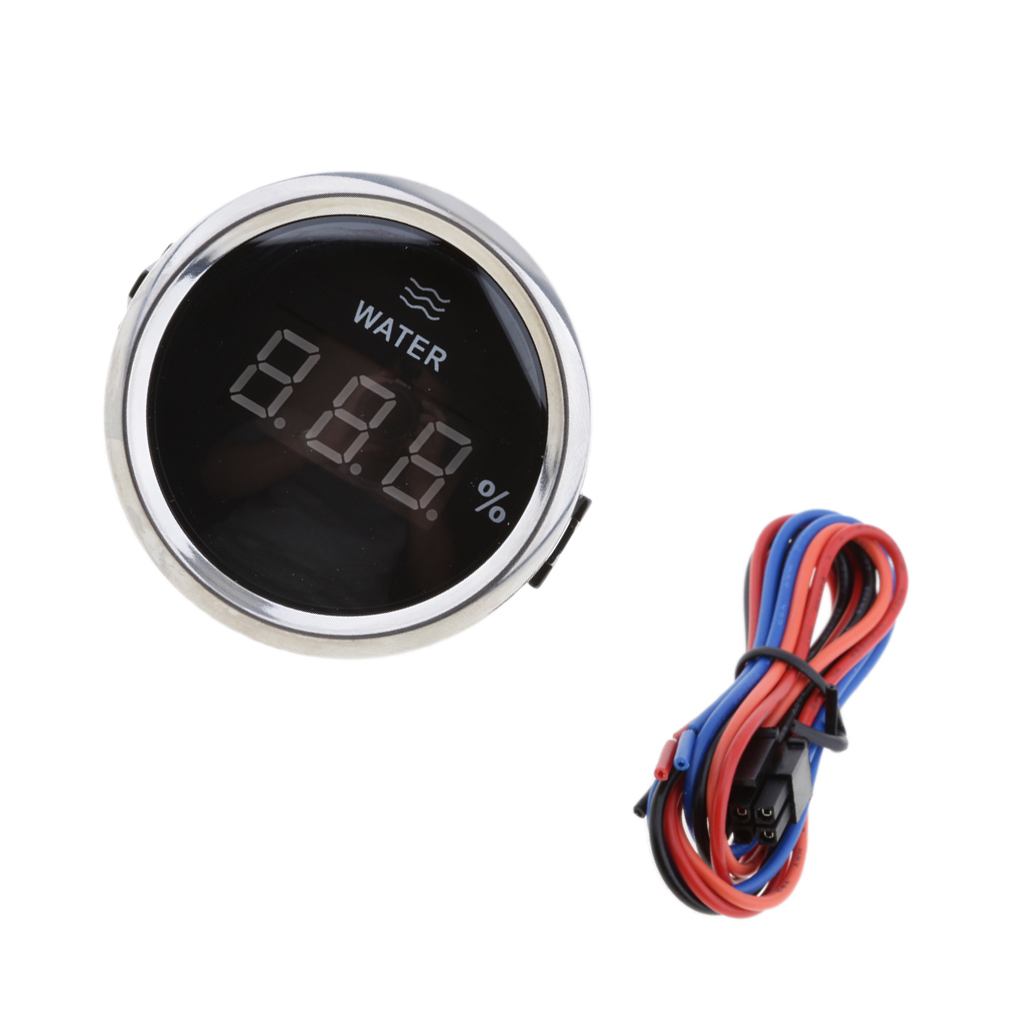 Marine Boat Digital Water Level Gauge 0ohm -190ohm 0-100% 2 inch - Black Chrome
