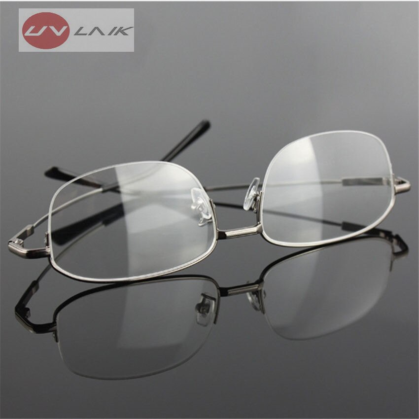 Gafas de titanio con memoria UVLAIK, montura de media aleación, montura de gafas ópticas para hombres y mujeres, monturas Retro de media montura, marcos de prescripción