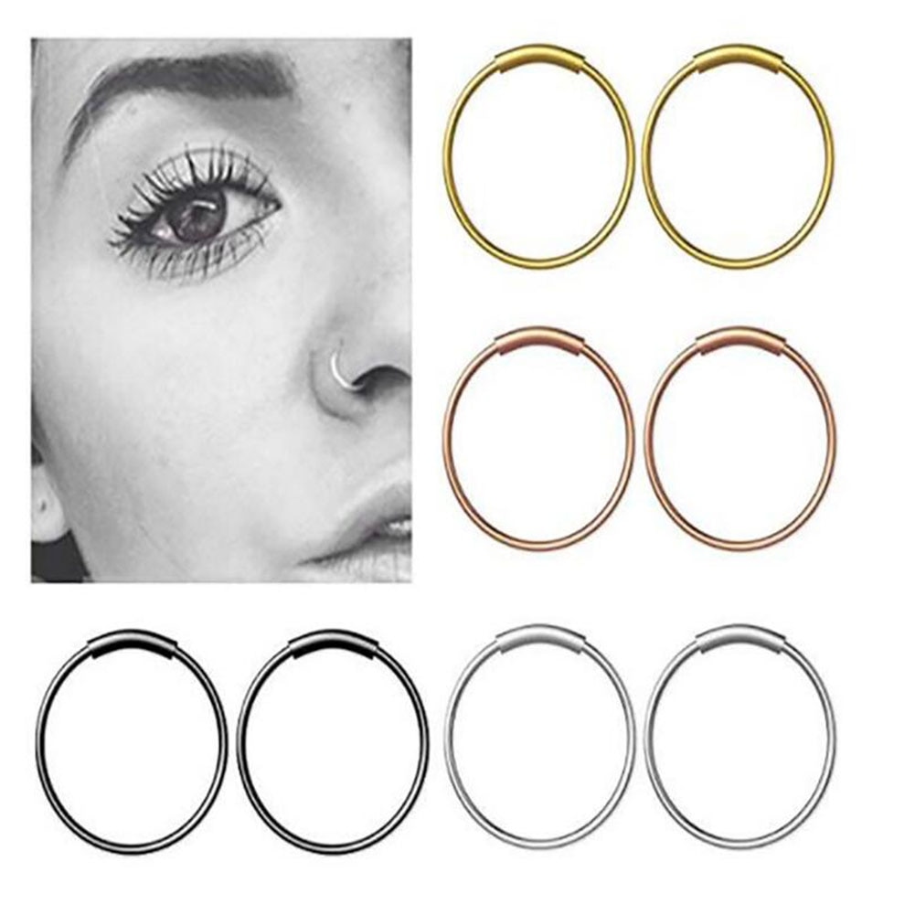 1pc 22g 6/8/10mm Stahl Klapp Clicker kreis ring Piercing Nase Ring Hoop Lip ohr Ring Körper Schmuck Piercing Clip