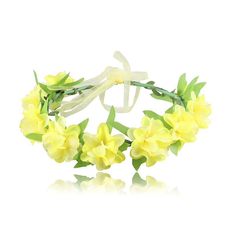 Muababy Meisjes Moana Guirlande Prinses Partij Accessoire Kids Bohemen Bloem Krans Voor Bruiloft Festival Strand Hoofdband Met Lint: Yellow Wreath
